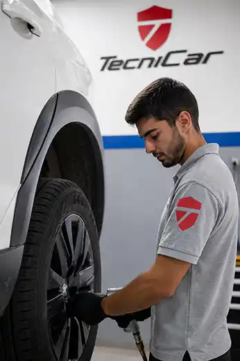 Técnico trabajando en un vehículo TecniCar